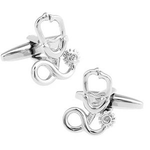 Silver Stethoscope Cufflinks